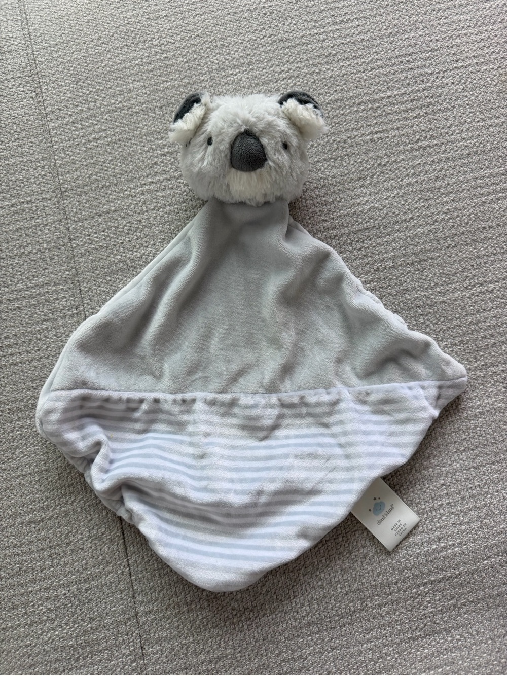 cloud island Grey Koala Lovey with White Striped Edge